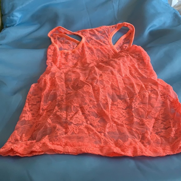 Bozzolo orange lace tank top, Small - Picture 4 of 5